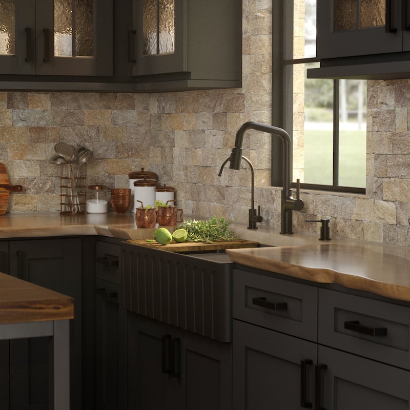 Karran 33" Single Bowl Workstation Fireclay Kitchen Sink with Reversible Fluted Apron Front