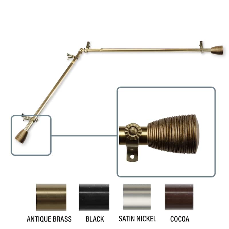 InStyleDesign Zephania Corner Window Curtain Rod 13/16 inch dia. - 28 to 48 inches - Antique Brass