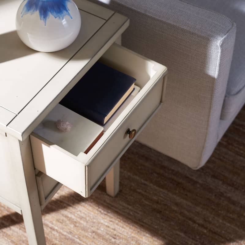 SAFAVIEH Minda 2-Drawer Accent End Table Nightstand (Fully Assembled) - 16.9" x 14.2" x 29.7" - 17Wx15Dx30H - White Birch