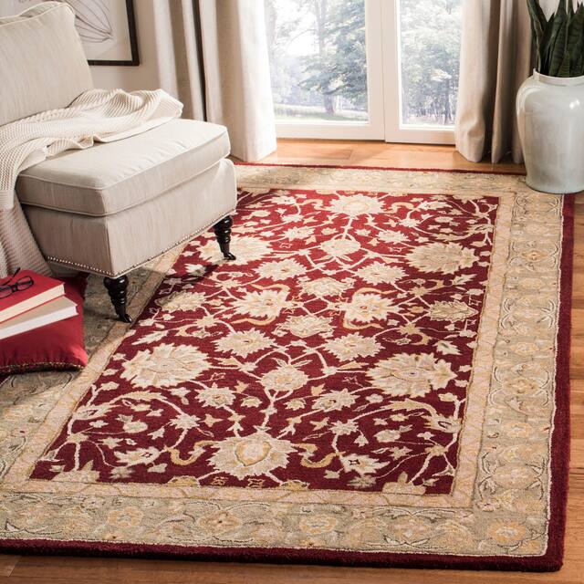 SAFAVIEH Anatolia Angeline Traditional Oriental Hand-spun Wool Rug - 9' x 12' - Red/Moss