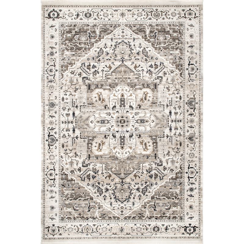 Nuloom Oliveira Floral Medallion Fringe Area Rug