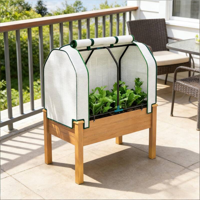 Wooden Outdoor Planter Box, Convenient Raised Raised Bed