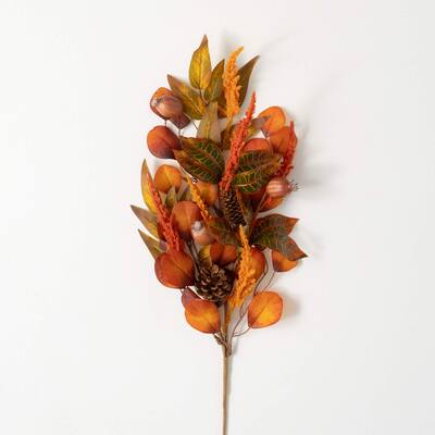 29.5" Sullivans Mixed Fall Leaf & Wheat Spray, Orange - 11"L x 2"W x 29.5"H