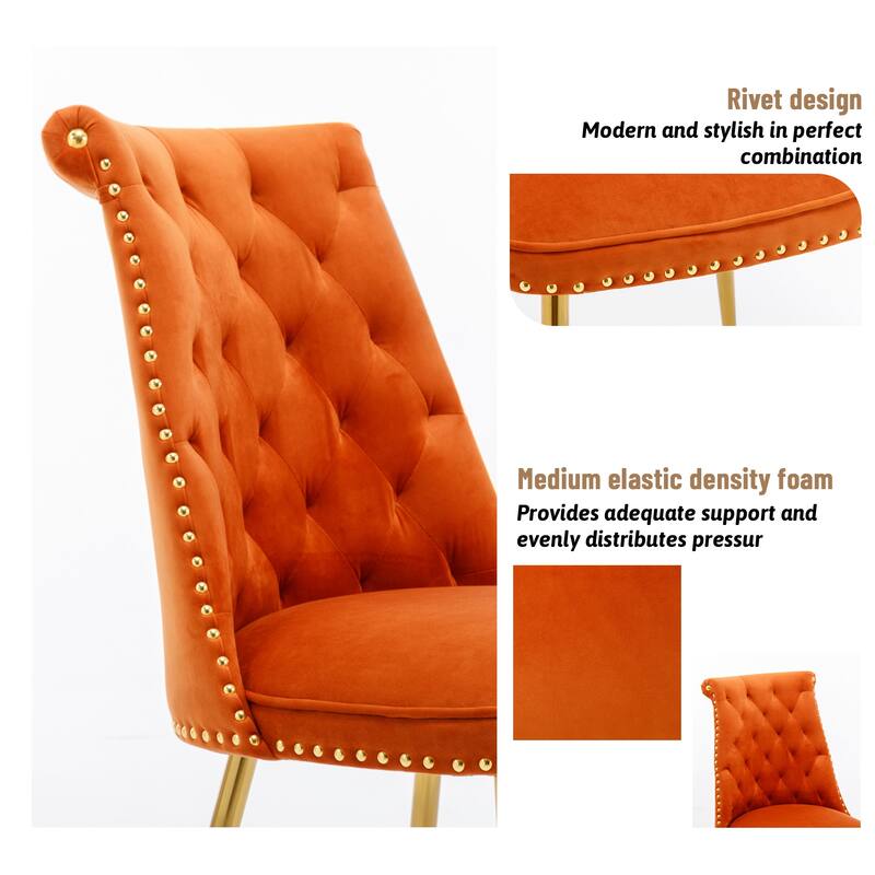 Clihome Modern Velvet Upholstered Featured Dining Chairs (Set of 2)