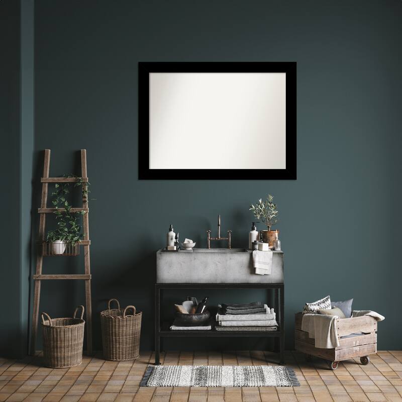Basic Non-Beveled Wood Framed Bathroom Vanity Wall Mirror