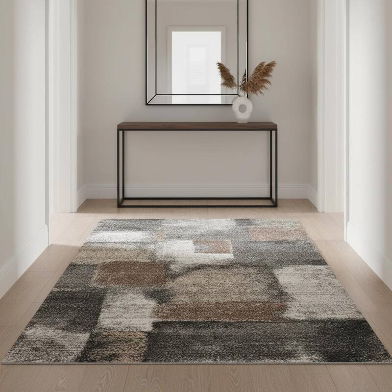 HomeRoots Abstract Modern Rectangle Area Rug - 4' X 6'