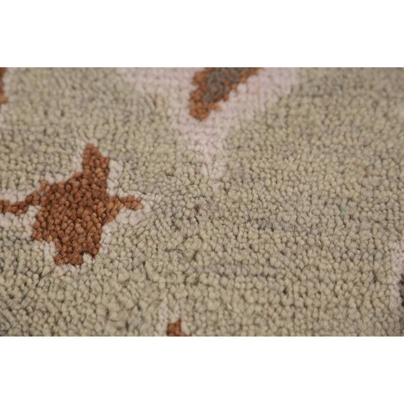 All-Over Light Green Oushak Indian Area Rug Handmade Wool Carpet - 9'1" x 11'10"