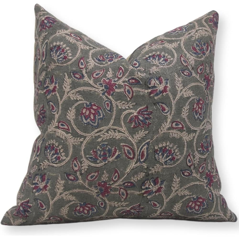 Fabdivine Vintage Cotton Hand Block Print Pillow Cover Rustic Living Room, Saraswati