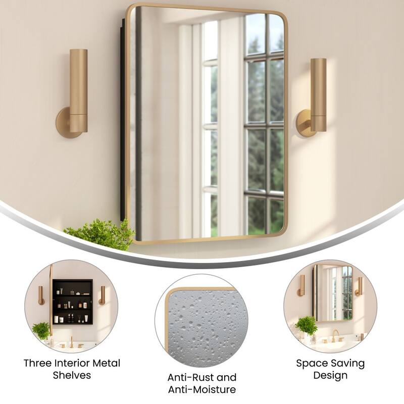 Recessed Bathroom Medicine Cabinet with Beveled Mirror - 24"W x 4"D x 29.75"H