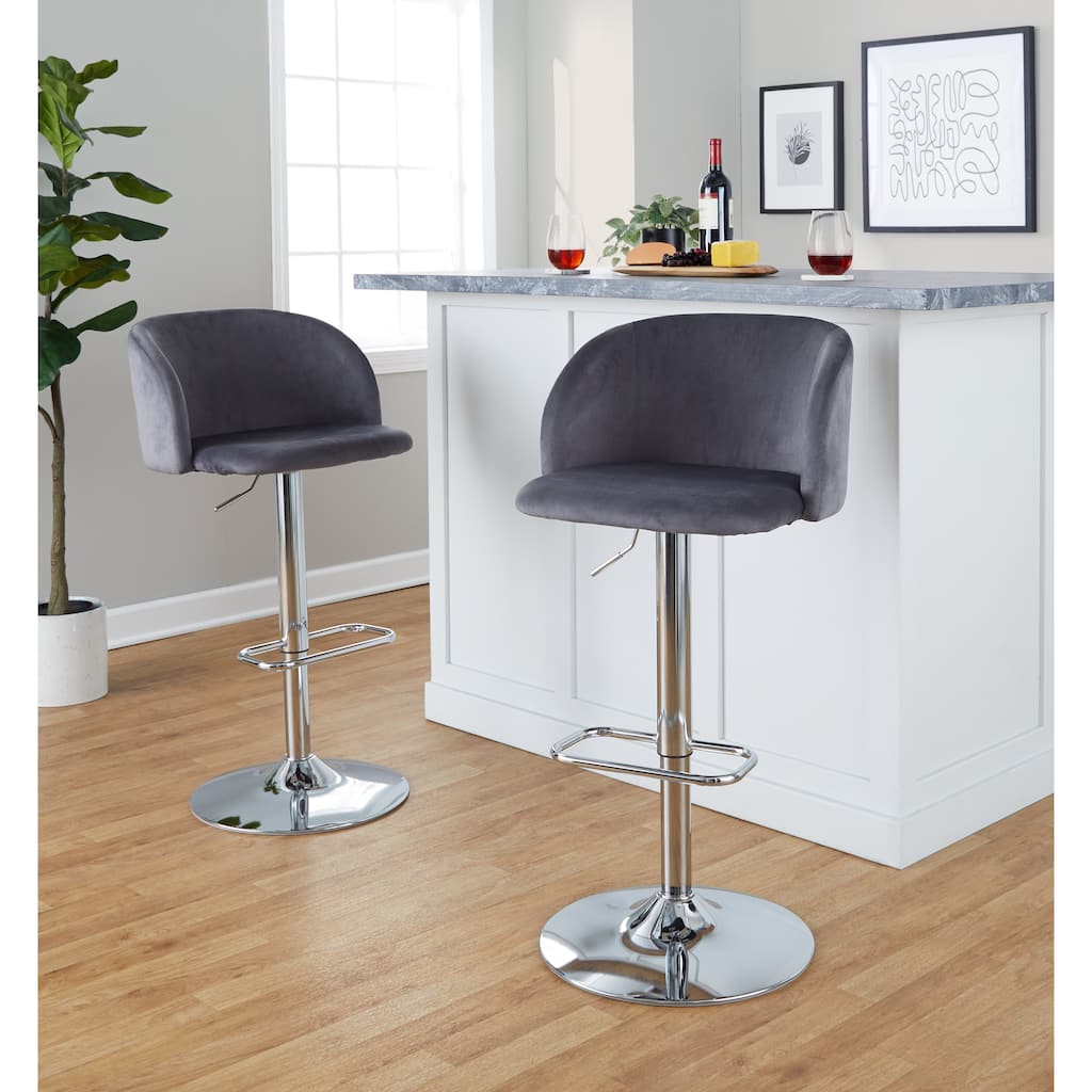 Silver Orchid Harding Adjustable Bar Stool with Rounded Rectangle Footrest (Set of 2)
