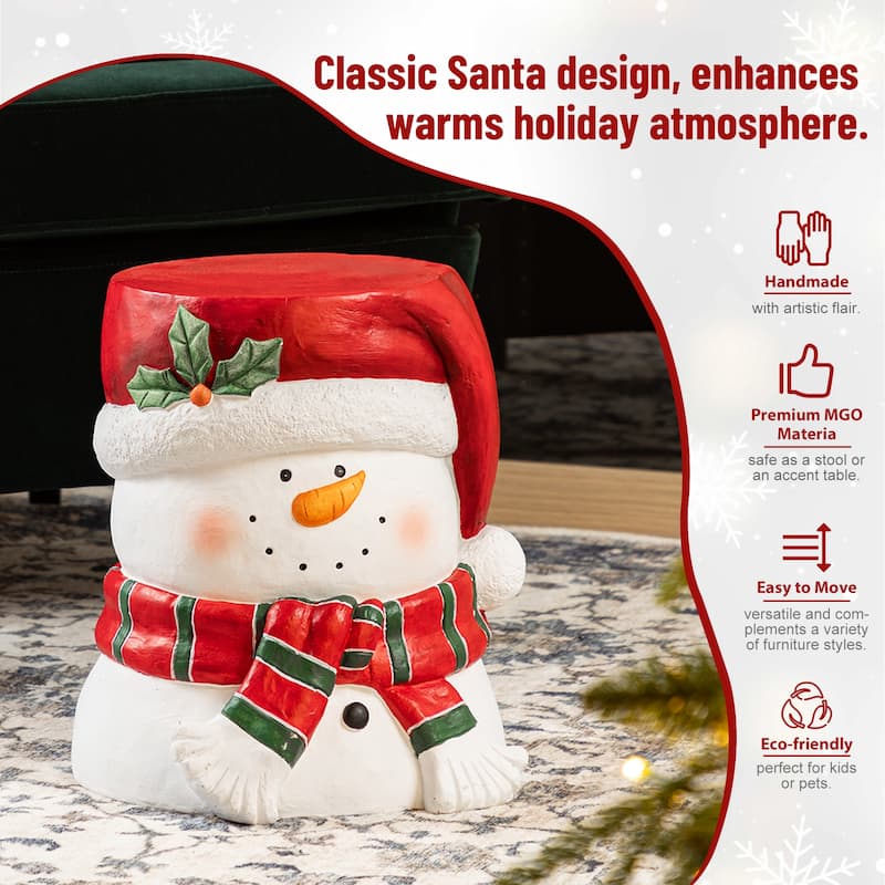Glitzhome Christmas MGO Santa Snowman Home Stools or Accent Side Table