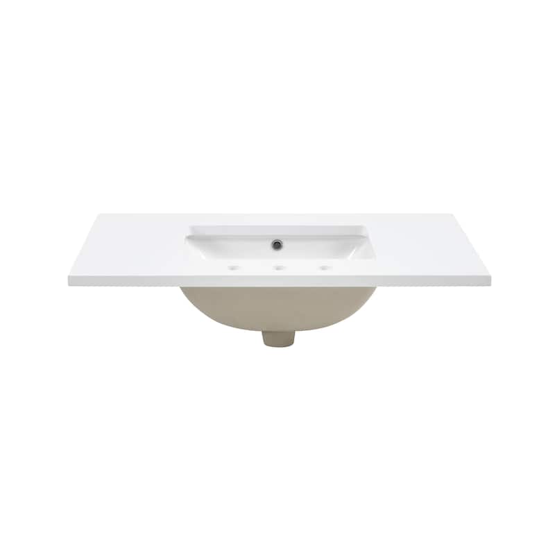 36" Solid Wood Bathroom Vanity with USB Charging Storage