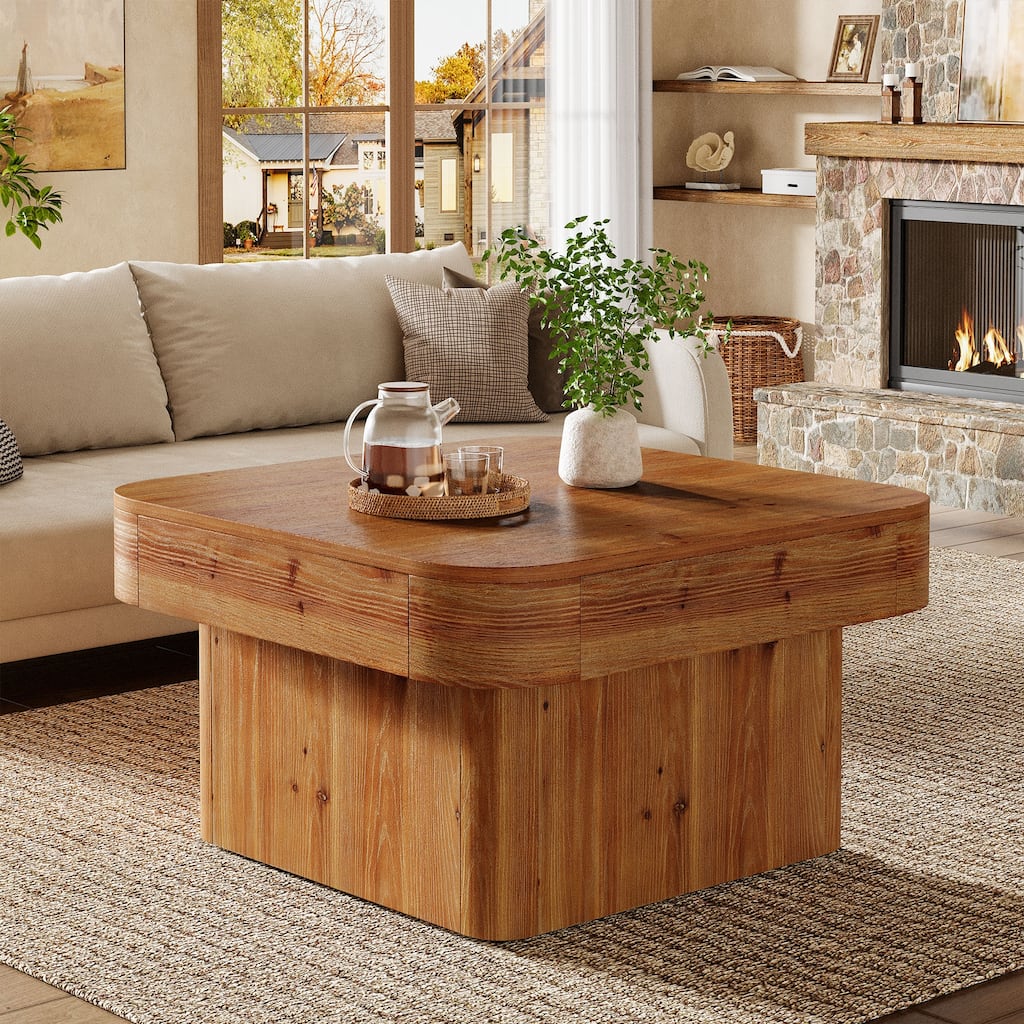 31.5'' Farmhouse Square Coffee Table for Small Spaces