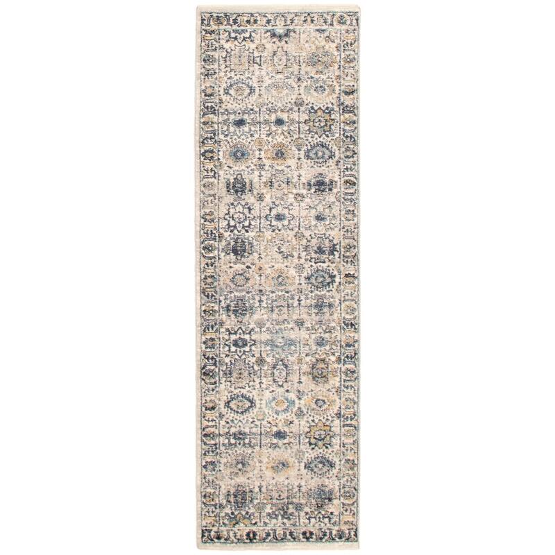 ECARPETGALLERY Machine Woven Bolivia Yalameh Blue, Ivory Rug - 2'2 x 8'0