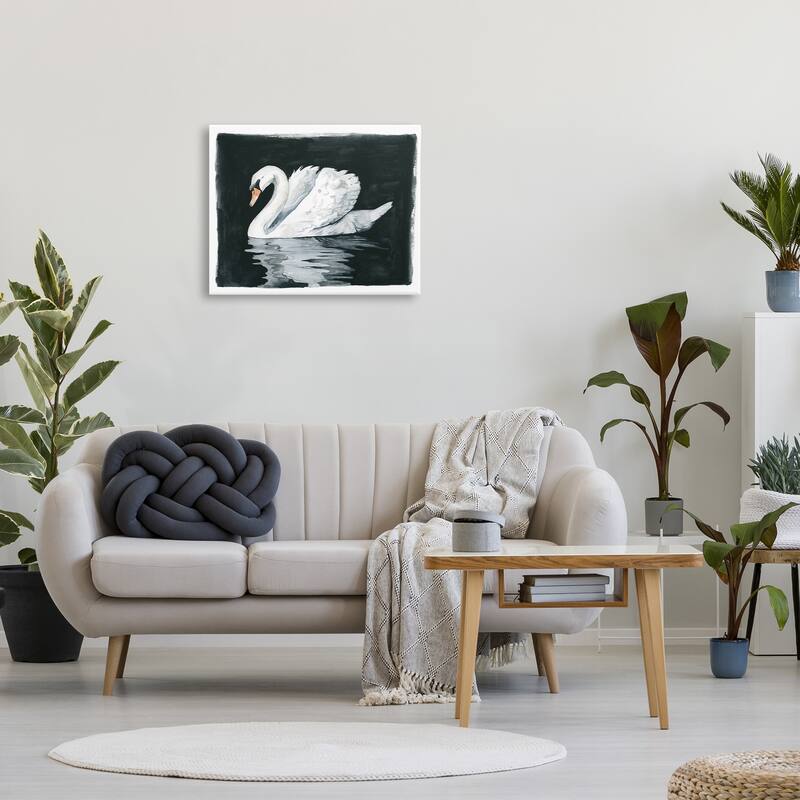 Stupell Beautiful Swan Black Reflection Canvas Wall Art by Grace Popp