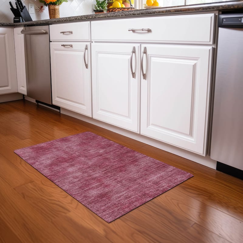 Machine Washable Indoor/ Outdoor Simple Solid Chantille Rug