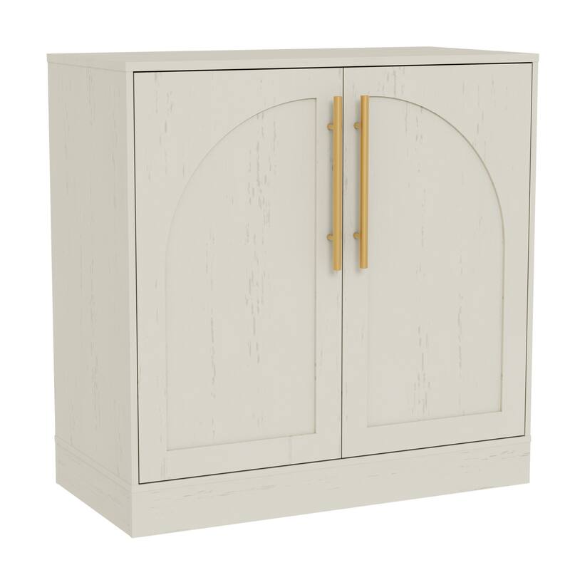 Arched Two-Door Cabinet Curio Display Cabinet with Gold Handles