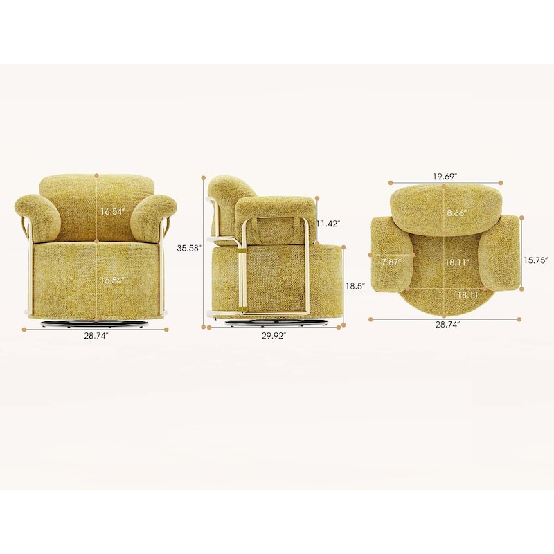 360 Degree Swivel Reading Chair with Gold Metal Legs,for Living Room,Bedroom,Office