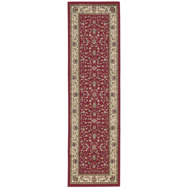 Admire Home Living Amalfi Traditional Scroll Pattern Area Rug - Red - 2'2 X 7'7