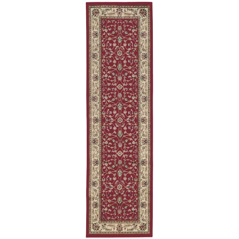 Admire Home Living Amalfi Traditional Scroll Pattern Area Rug - Red - 2'2 X 7'7