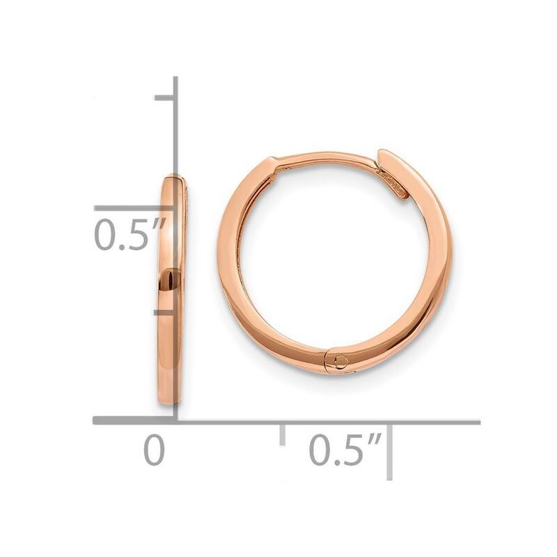 Curata 14k Rose Gold Solid Polished Hinged Small Huggies Hoop Earrings 13x1.5mm