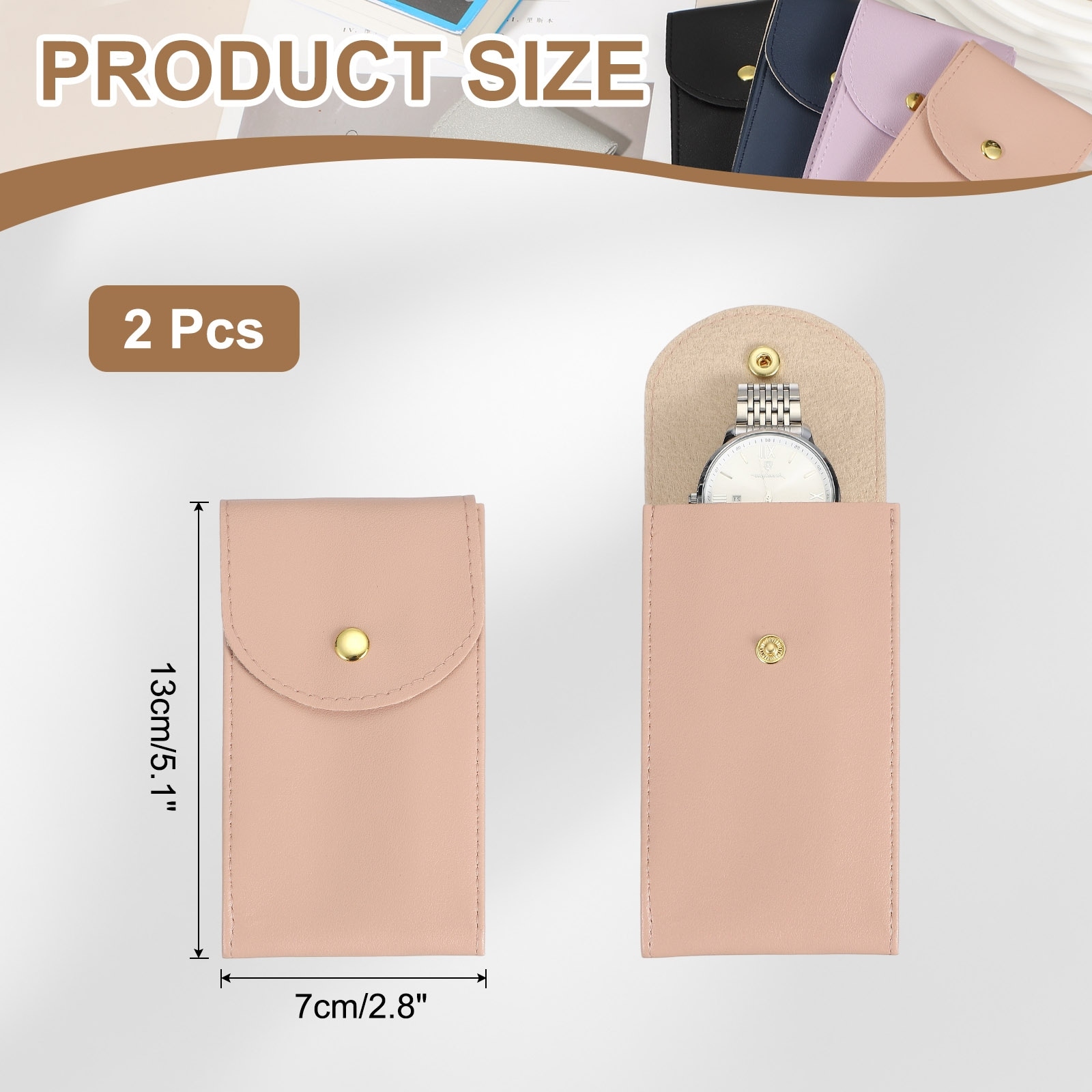 Leather Watch Pouch, Portable Watch Travel Case - 5.1 x 2.8 inch