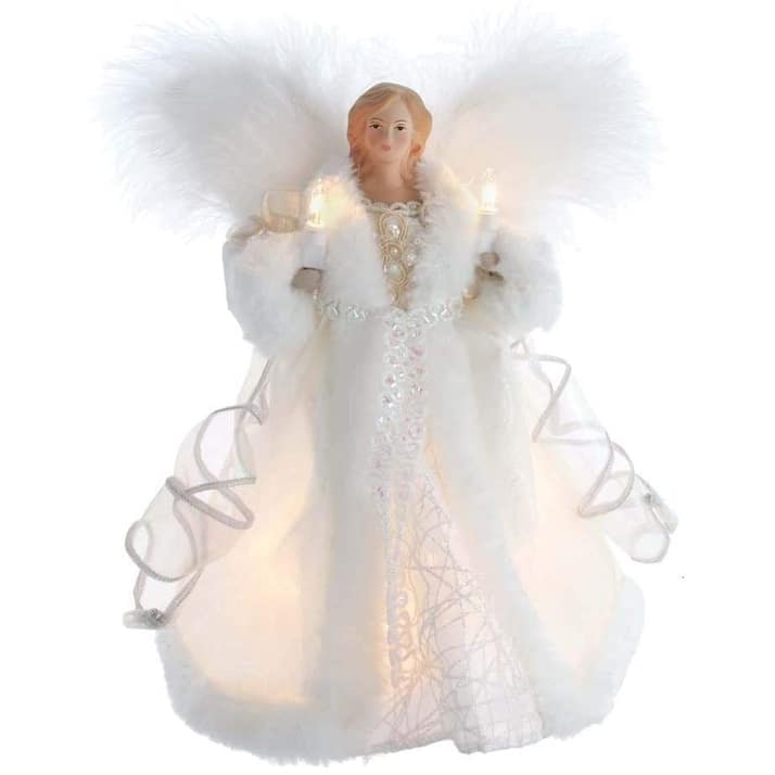 Kurt Adler 10-Inch UL 10-Light White Angel Treetop - 10"
