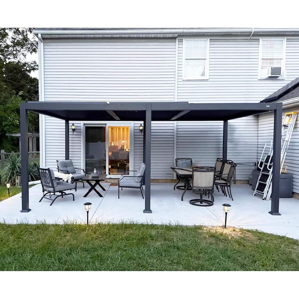 PURPLE LEAF Louvered Pergola Sun Shade Shelter with Adjustable Metal Roof for Patio Hardtop Pergola
