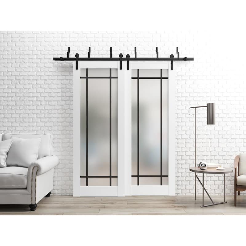 Barn Bypass Doors 72 x 80 Planum 2112 White Silk Sturdy 6.6ft