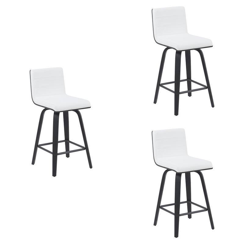 Skara Mid-Century Swivel Counter Stool, Upholstered Counter Height Chair with Bentwood Legs