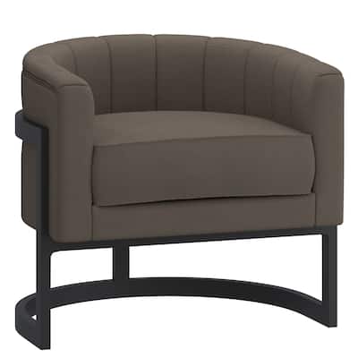 Modern Boucle Fabric Accent Chair - Ivory and Black