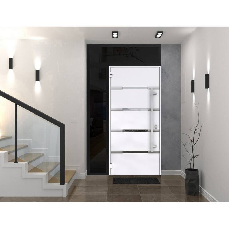 Front Prehung Steel Door 1105 Black Enamel Stainless Inserts W36xH80 Lh I