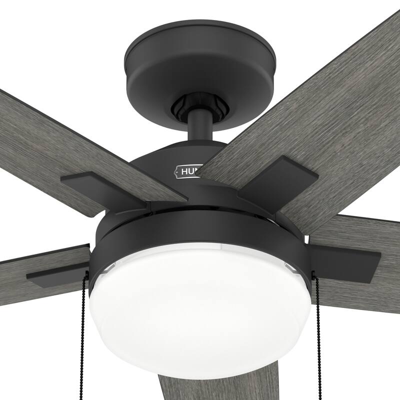 Hunter 44" Matte Black Ceiling Fan with LED Light Kit and Pull Chain