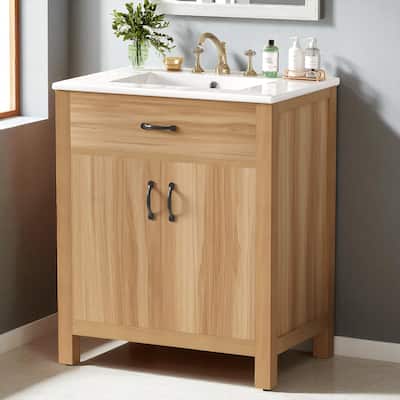 30'' Bathroom Vanity with Sink, Solid Wood Frame, 2 Soft-Close Doors, 1 Drawer & Adjustable Shelf, Modern Cabinet