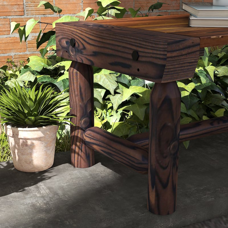 Outsunny Wooden Garden Bench, Semicircular Round Outdoor Tree Bench