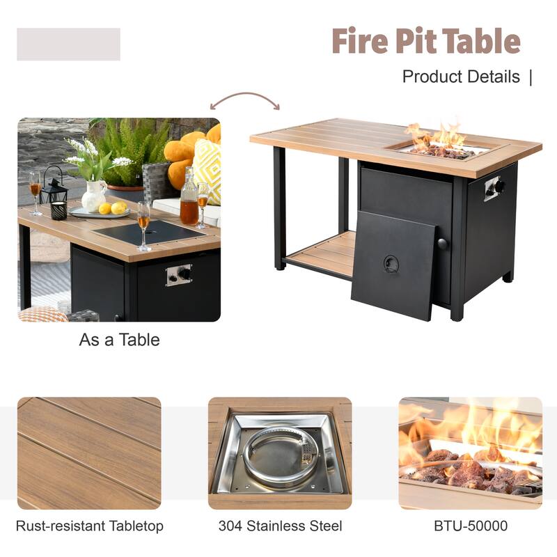 XIZZI 10-piece Outdoor Patio Furniture Conversation Set with Fire Pit