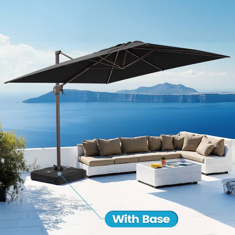 Crestlive Products Outdoor 10ft Patio Cantilever Offset Umbrella with Base