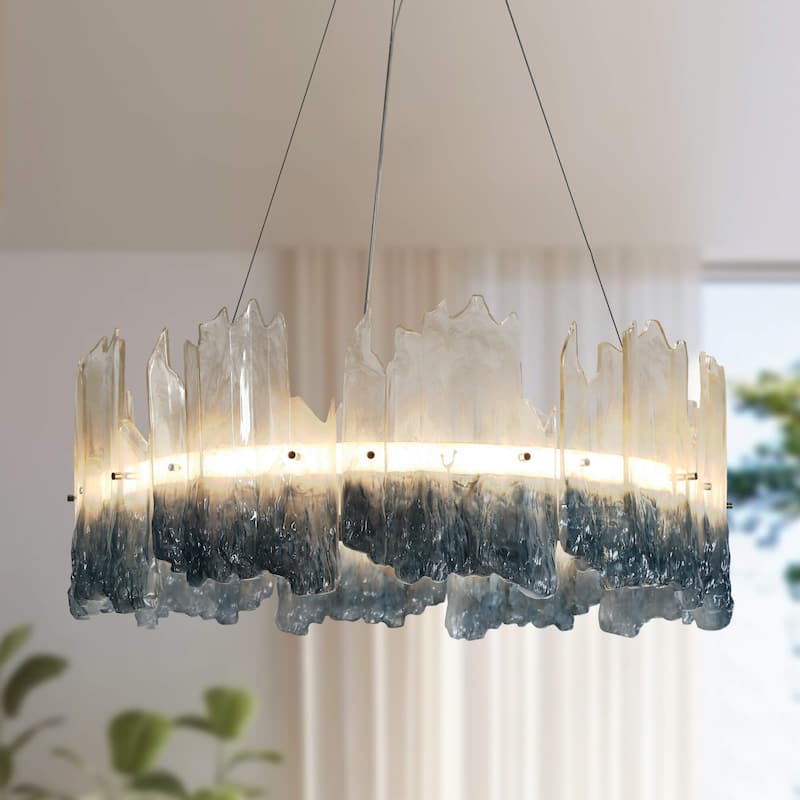 Modern 1-Light LED Drum Chandelier Art Coastal for Dining Living Room - Dia. 28.5" x H 12"