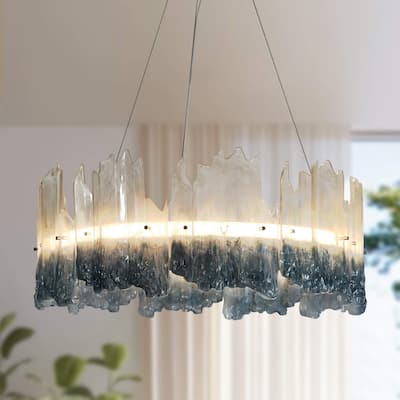 Modern 1-Light LED Drum Chandelier Art Coastal for Dining Living Room - Dia. 28.5" x H 12"