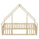 preview thumbnail 9 of 52, Wood House-Shaped Twin Floor House Bed with Fence,Guardrails,Kids and Baby