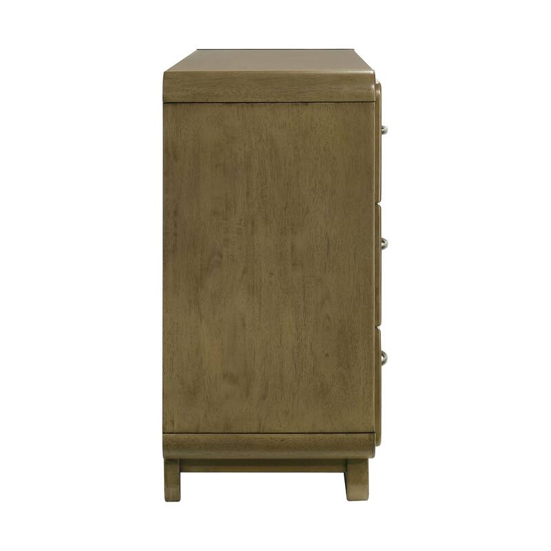 6 Drawers Wooden Dresser with Matte Nickel Hardware in Nutmeg