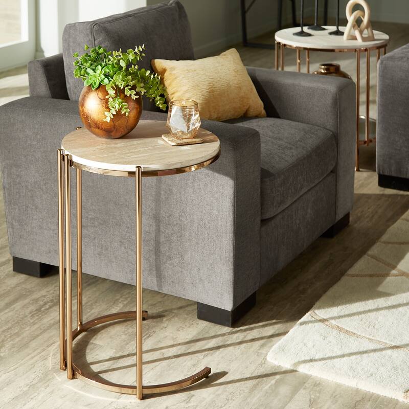 Celsus Champagne-gold Table Collection with Faux Marble Top by iNSPIRE Q Bold