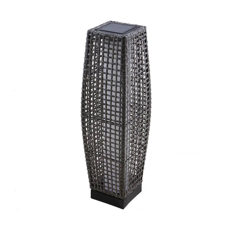 Solar Outdoor Floor Lamp, Lantern Wicker Deck Lights for Garden Decor, 1 Piece