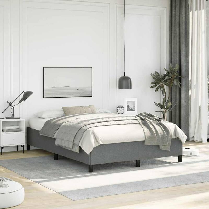 vidaXL Bed Frame, Fabric, No Mattress - Dark gray - Full