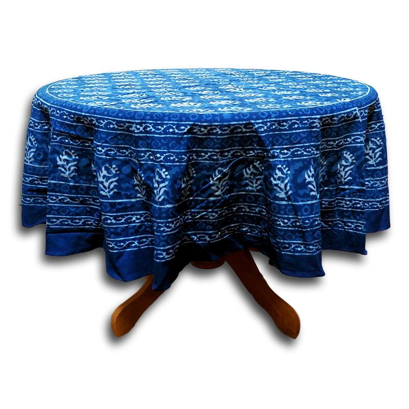 Regal Block Print Cotton Dabu Floral Tablecloth Collection