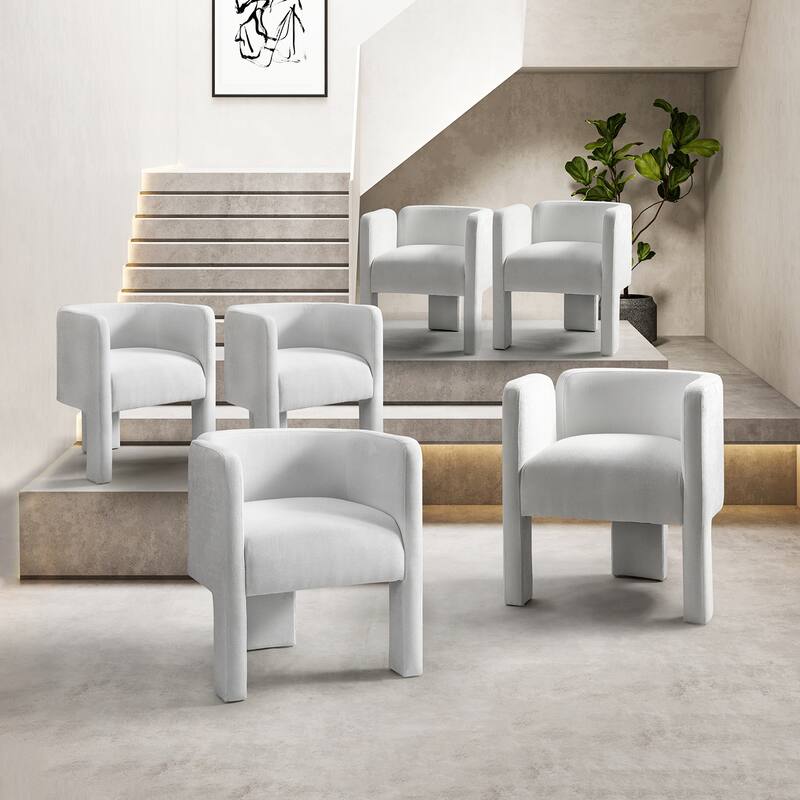 Friedrich Modern Left-facing Cutout Dining Chair with Three-legged Design Set Of 6 By HULALA HOME - Ivory