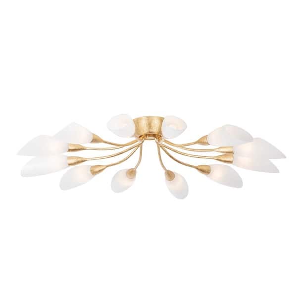 slide 2 of 4, Hudson Valley Lighting 3042 Enfield 12 Light 42" Wide Semi-flush Vintage Gold Leaf