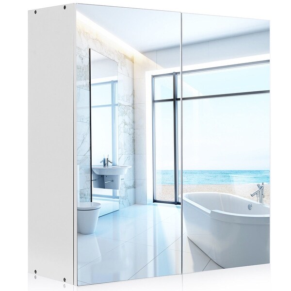 Shop Gymax 24'' Wide Wall Mount Mirrored Bathroom Medicine ...