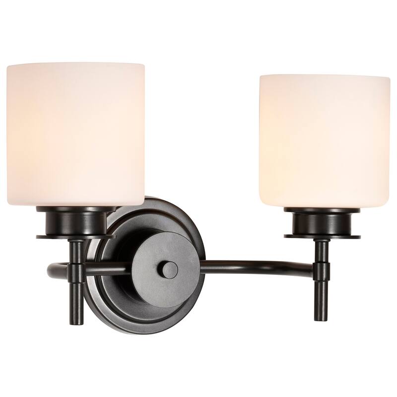Warren 2 Light Vanity Gun Metal with Satin White Glass - Gun Metal