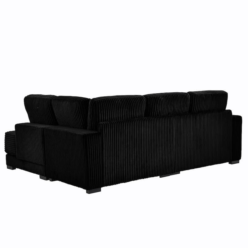 93" Sectional Sofa, L-Shaped with Reversible Chaise Lounge, Upholstered in Soft Corduroy